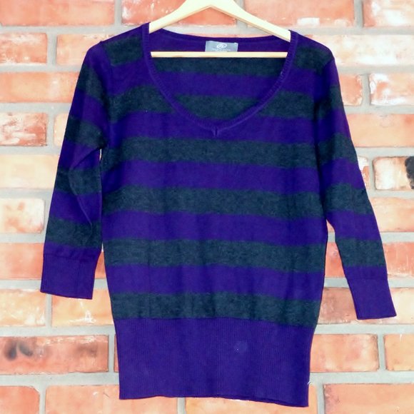 Warehouse One V-Neck Striped Sweater NWOT - Picture 1 of 3